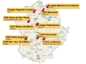 Distribución de las CdA en Extremadura